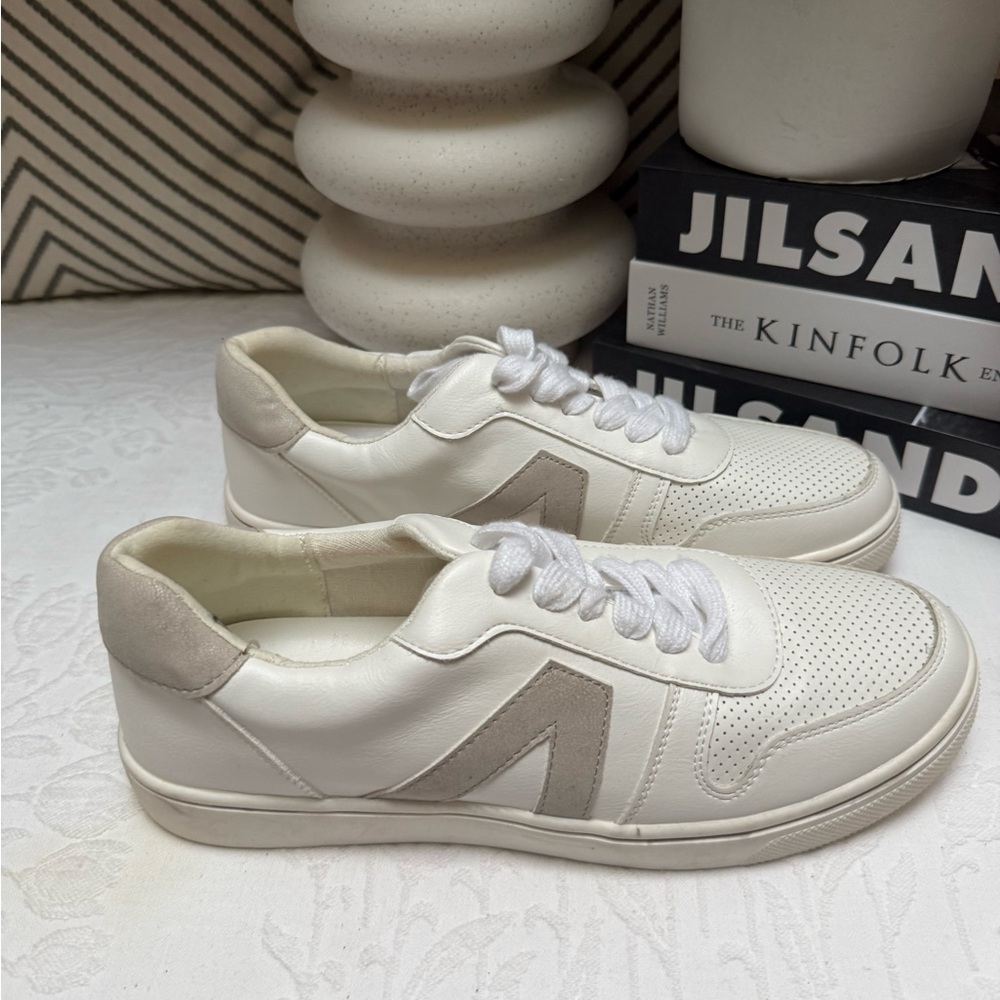 MIA Tan and White Sneakers Comfortable and Trendy
